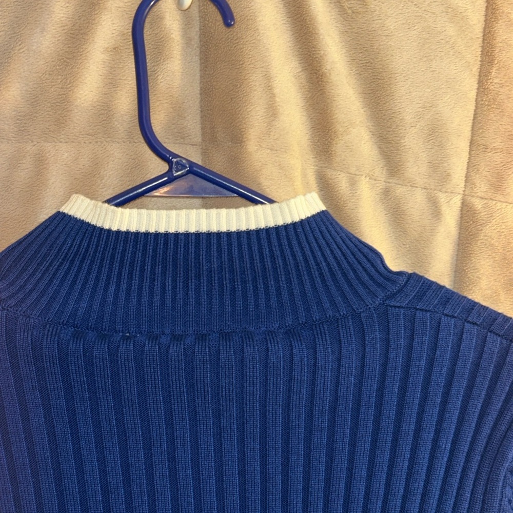 Large Blue Ribbed UK Zip-Up Cardigan - Picture 8 of 14